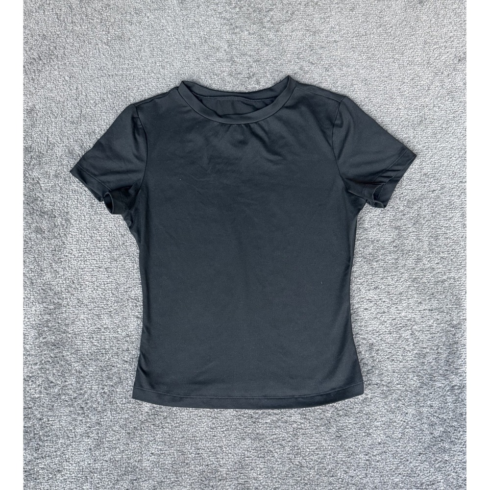 Automet Womens Black Short Sleeve Activewear Gym T-Shirt Size S Slim Fit Stretch